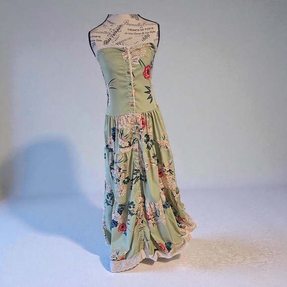 CBR Dresses & Skirts - CBR Strapless Sage Green Floral Maxi Dress